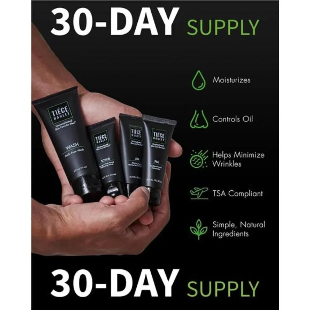 Men’s Skin Care Set, Essential Routine (System Level 1) – Face Wash, Scrub